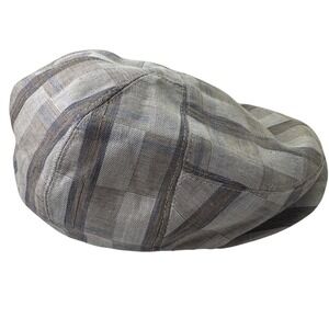 Epoch Hats Company Mens Gray Plaid Cotton Flat Cap Ivy Driving Hat S/M